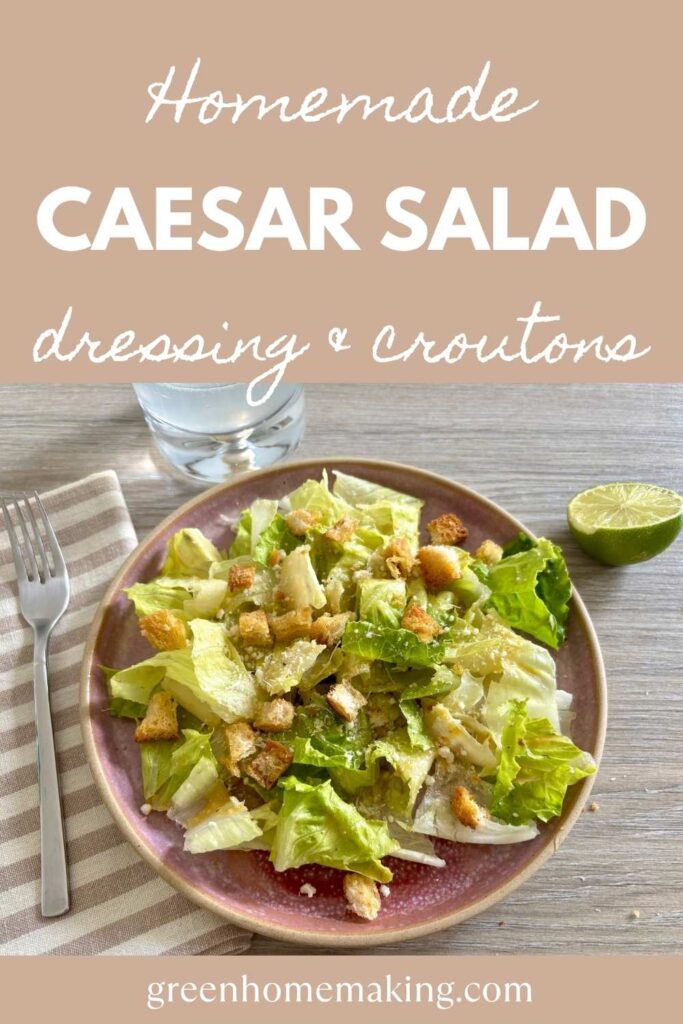 Homemade Caesar Salad dressing and gluten free croutons