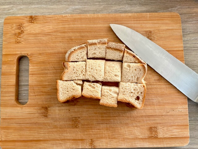 Bread sliced into small chunks