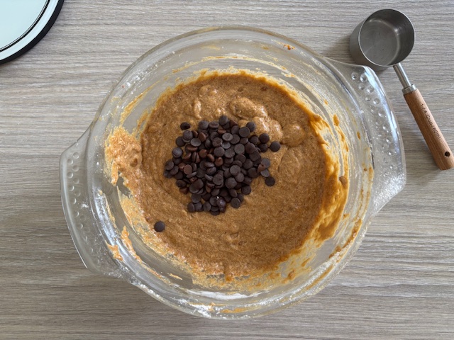 Adding the chocolate chips