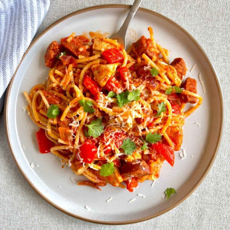 Plate of Chicken & Chorizo Spaghetti