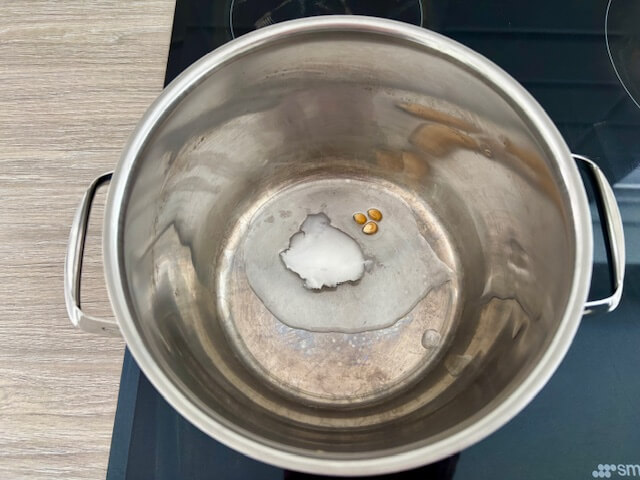 Melting the coconut oil in the pan