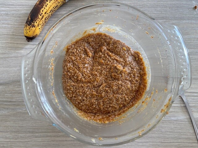 Bananas, coconut sugar and butter combined in mixing bowl