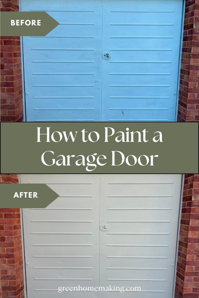 How to Paint a Garage Door Pin showing before and after shots